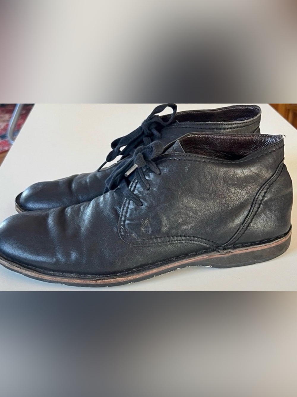 John Varvatos Star Hipster Chukka Black Leather Boots 10.5